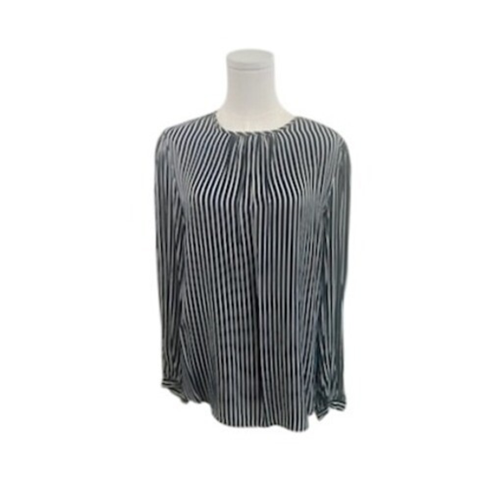 NWT J.McLaughlin Striped Blouse Women's Size Medium Black White Long Sleeve